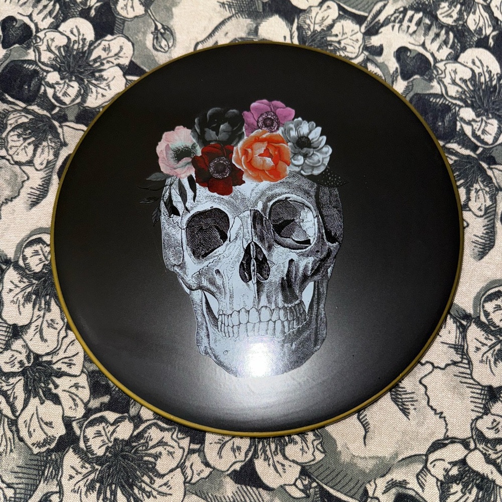 Floral Skull Decorative Plate